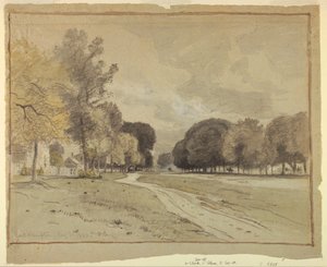 Rajz, Main Street, East Hampton, Long Island, 1880. augusztus 11. alkotó: Samuel Colman