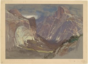 Half Dome és Royal Arches, Yosemite, a Glacier Pointból (szürke papíron gouache-val) alkotó: Samuel Colman