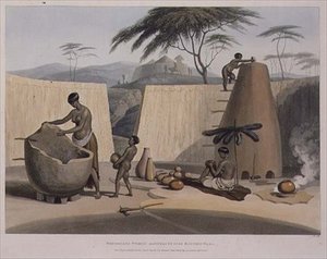 Booshuana Women cserépedényt gyárt, 23-as tábla az „Afrikai tájak és állatok” című könyvből, a művész gravírozásával alkotó: Samuel Daniell