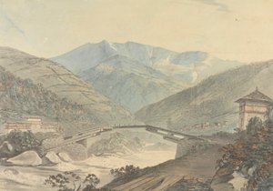 Kilátás Tassisudon [Tashicho Dzong] közelében, Bhutánban alkotó: Samuel Davis