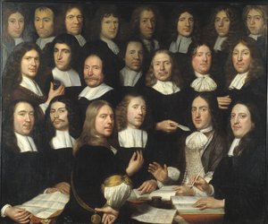 A dordrechti pénzverde mestereinek csoportportréja alkotó: Samuel van Hoogstraten