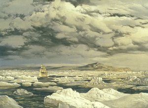 Első földfelfedezés a HMS Investigator által, 1850. szeptember 6., vésette E. Walker, 1854