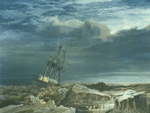 A H.M.S. Investigator a csomagban, 1850. október 8., E. Walker metszete, megjelent 1854-ben.