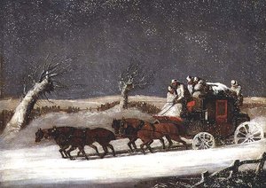 Postakocsi hótorlaszban alkotó: Samuel Henry Alken