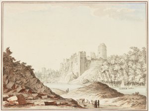 Pembroke kastély (wc szőtt papíron) alkotó: Samuel Hieronymous Grimm
