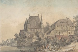 Kilátás egy folyóparti falura, 1766.
