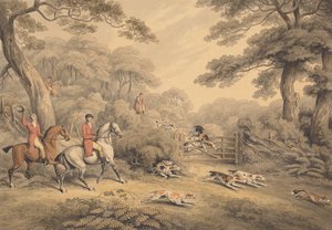 Rókavadászat: Kiűzés a rejtekhelyről alkotó: Samuel Howitt