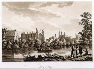 Eton College, illusztráció a "Picturesque Views of the River Thames" című könyvből, pub. 1799 (metszet, akvatinta)