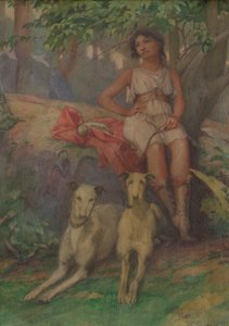 Két kopó figura alkotó: Samuel Isham