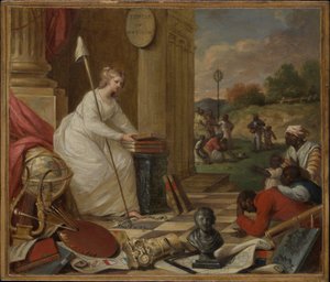Study For Liberty, amely bemutatja a művészeteket és a tudományokat, vagy Amerika géniusza a feketék emancipációját ösztönzi, 1791-92 körül (olaj, vászon) alkotó: Samuel Jennings