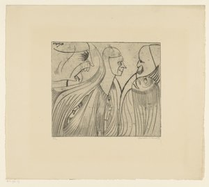 Alakcsoport és arc kinyújtott nyelvvel alkotó: Samuel Jessurun de Mesquita (signed by artist)
