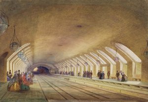 Baker Street Station, 1863 (wc és testszín tollal és tintával papíron) alkotó: Samuel John Hodson