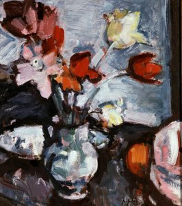Csendélet tulipánokkal. Samuel John Peploe (1871-1935) festménye Magángyűjtemény.