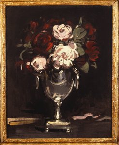 Piros és fehér rózsák ezüst urnában, 1897 körül alkotó: Samuel John Peploe
