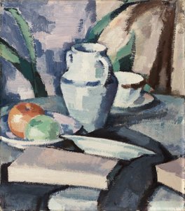 Csendélet vázával és könyvekkel, alkotó: Samuel John Peploe
