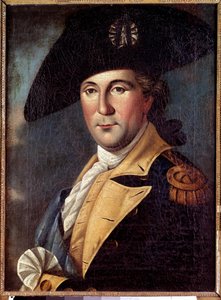 George Washington (1732-1789) jelmezes képviselő portréja George Washington (1732-1789) általános jelmezes képviselő portréja, a kontinentális hadsereg főparancsnokának sáljával - Samuel King (1748-1819) festménye alkotó: Samuel King