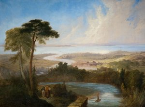 Panorámás kilátás a Severn-torkolatról, 19. század eleje-közepe.