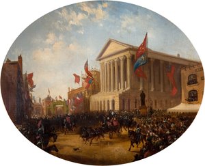 Cambridge hercege elhagyja a városházát, Birmingham, 1857.