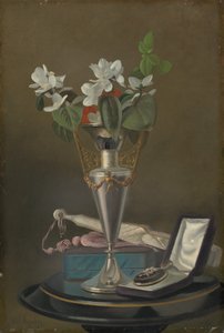 Csendélet legyezővel és medállal alkotó: Samuel Marsden Brookes
