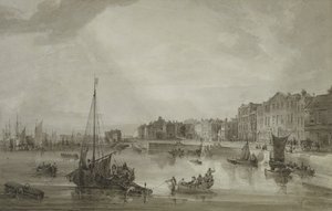 Margate Harbour, 1806 (barna mosás grafit felett)