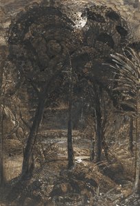 Holdfényes jelenet egy kanyargó folyóval alkotó: Samuel Palmer