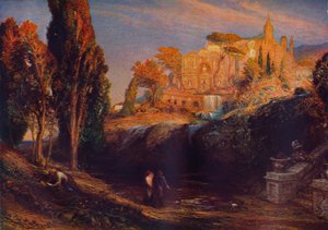 "Emily és Valancourt a Chateau Le Blancban: Lady Foix hall Dr. Foixtól, Udulpho rejtelmei" alkotó: Samuel Palmer