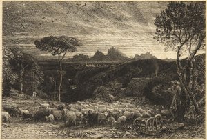 „Az akol kinyitása” vagy „Kora reggel” alkotó: Samuel Palmer