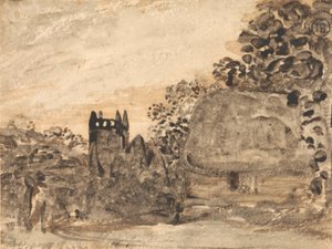 Nádfedeles kunyhó és templom alkotó: Samuel Palmer