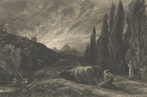 A korai szántó, avagy a hegyek feletti reggel, 1861 előtt. alkotó: Samuel Palmer