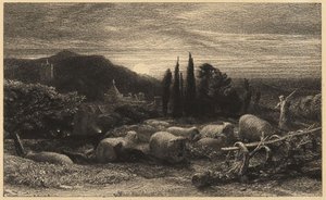 „A felkelő hold” vagy „Egy angol pásztorjáték” alkotó: Samuel Palmer