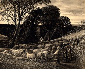 The Sheep Fold, 1831-32 körül (akvarell) alkotó: Samuel Palmer