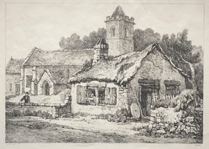 Régi épületek és vidéki nyaralók sorozata Észak-Angliában: Ayton, 1821. alkotó: Samuel Prout