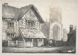 Régi épületek és vidéki nyaralók sorozata Észak-Angliában: Helmsley, 1821. alkotó: Samuel Prout