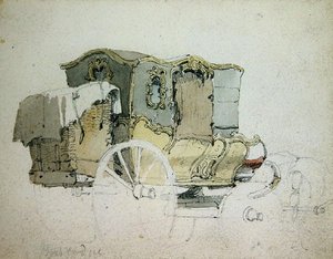 Díszítő edző (toll, tinta és akvarell papíron) alkotó: Samuel Prout