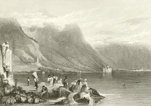 Chillon kastélya, Genfi-tó, Svájc alkotó: Samuel Prout
