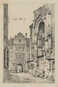 Flandriában és Németországban készült vázlatok facisimilies: Thein Church, Prága, 1833. alkotó: Samuel Prout