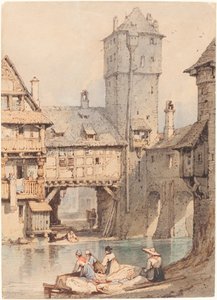 Mosók a nürnbergi Wasserturm előtt alkotó: Samuel Prout