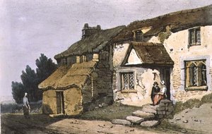 Saltash közelében, Cornwallban, a „Village Scenery”-ből (nyomtatott) alkotó: Samuel Prout