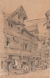 Lisieux-i régi utca, 1820 körül (akvarell, papír) alkotó: Samuel Prout