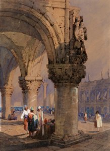 A Dózse-palota oszlopcsarnoka, Velence alkotó: Samuel Prout
