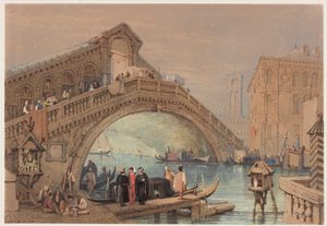 Rialto, Velence (bc, tinta és wc papíron) alkotó: Samuel Prout