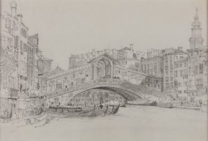 A Rialto, Velence, ismeretlen dátum (akvarell, papír) alkotó: Samuel Prout