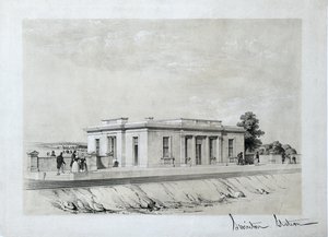Swinton Station, c1840 (színezett litográfia papíron) alkotó: Samuel Russell