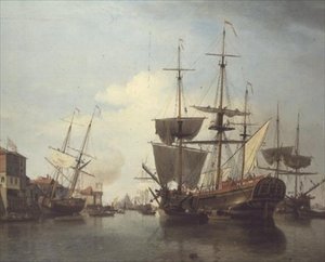 Szénhajó a Temzén Deptford közelében alkotó: Samuel Scott