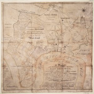 Az East Greenwich-i királyi uradalom vagy uradalom felmérése". alkotó: Samuel Travers
