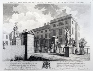 A Foundling Kórház perspektivikus képe, Edward Rooker metszete, 1749 alkotó: Samuel Wale