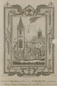 Edward, a fekete herceg, aki Londonon keresztül vezeti foglyát, a francia királyt alkotó: Samuel Wale