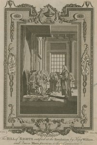 A Bill of Rights, amelyet Vilmos király és Mária királyné ratifikált a forradalom idején alkotó: Samuel Wale