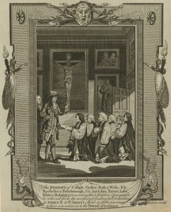 A hét püspök a Szent Jakab-templomban benyújtja kérelmét II. Jakab királyhoz alkotó: Samuel Wale