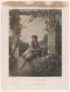 Fiú kalap tele szőlő Le Voleur de Raisin (cím a tárgyon) alkotó: Samuel William Reynolds (I)